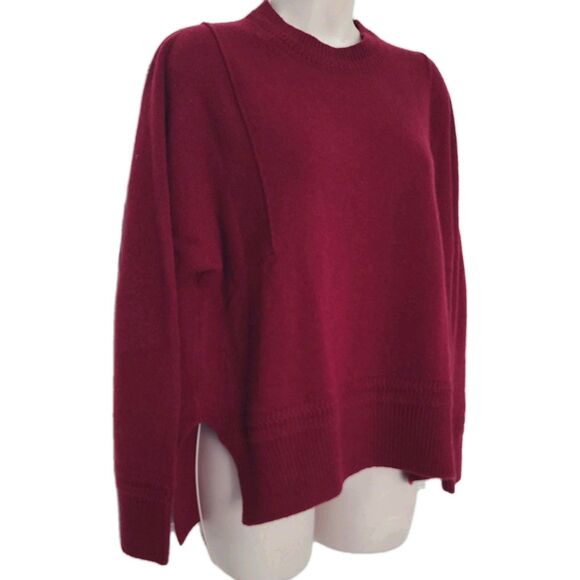 ZUCCA women 100% Wool Dolnman Knit Sweater Burnt Maroon round neck Size M NEW - Picture 3 of 10